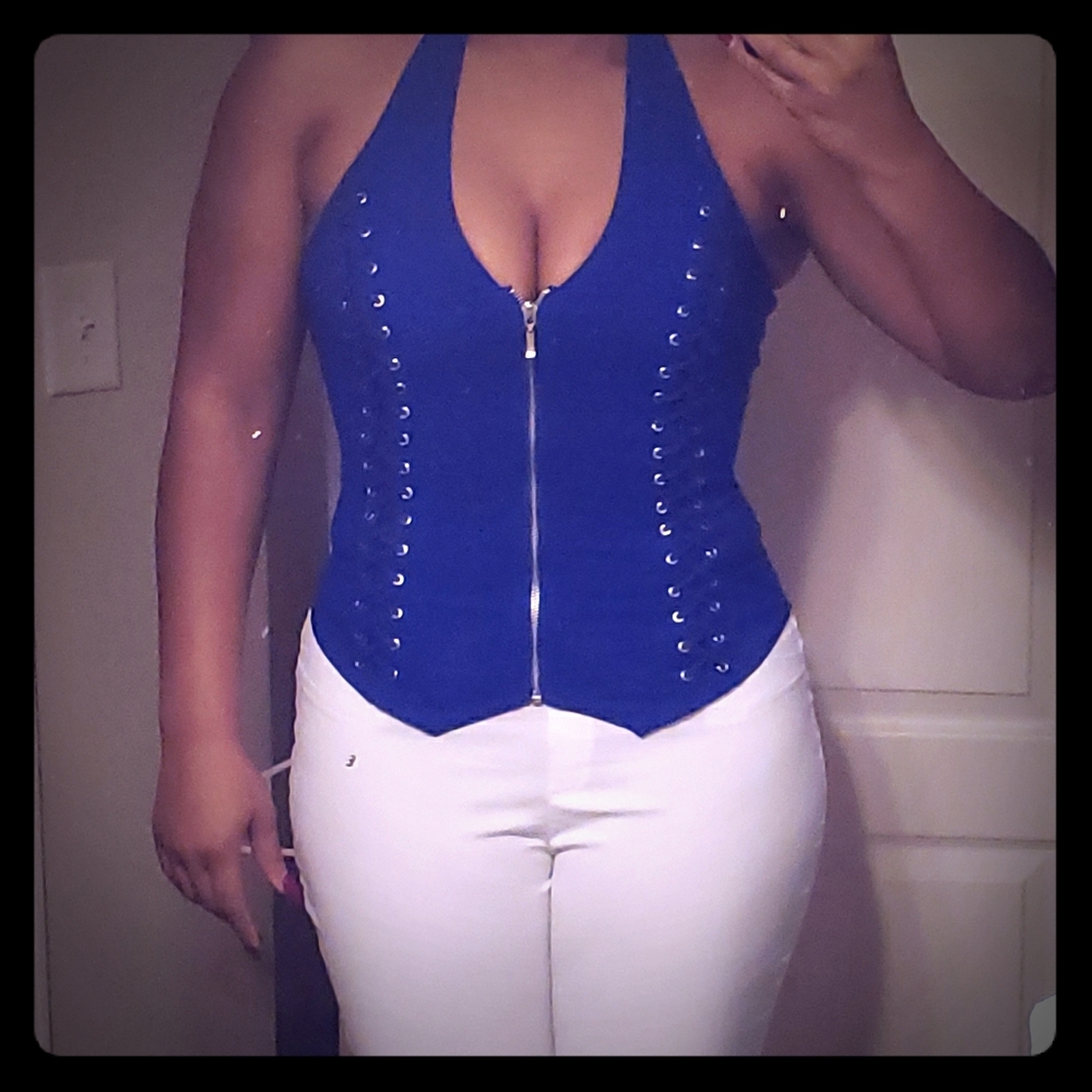 I Blue 25 Royal Blue Halter Vest